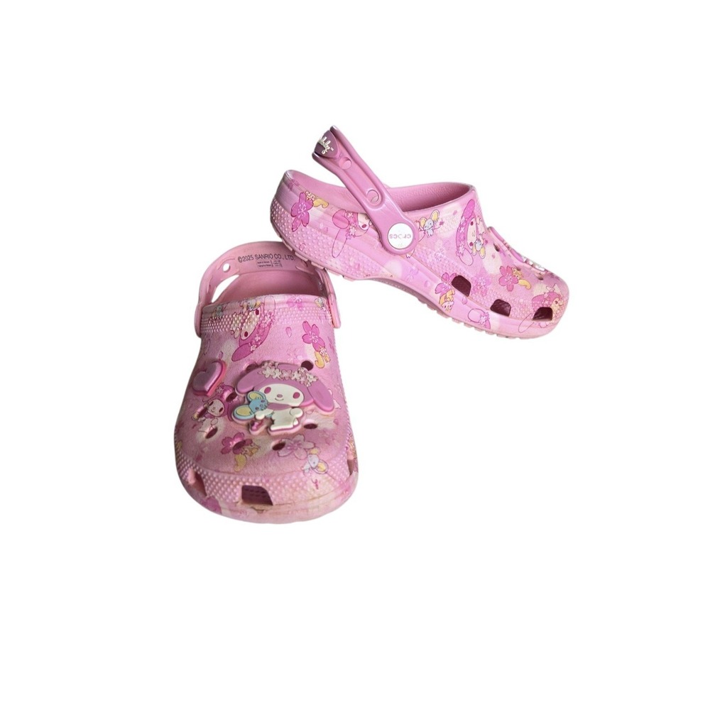 Crocs My Melody Pink Floral Clogs J1 Kids Sanrio Charm Shoes Cute Youth 2025